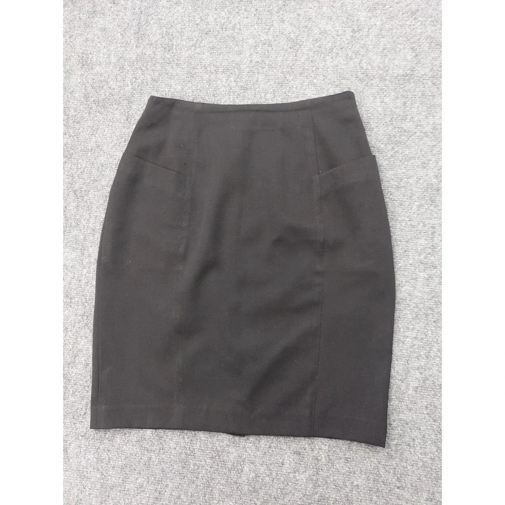 Saks 5th Avenue Wool‎ Skirt Womens 6 Black Pencil Pockets Lined Career Back Zip
